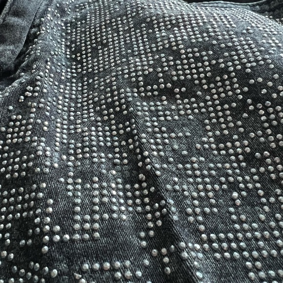 Black Studded Denim Shorts - Picture 2 of 3